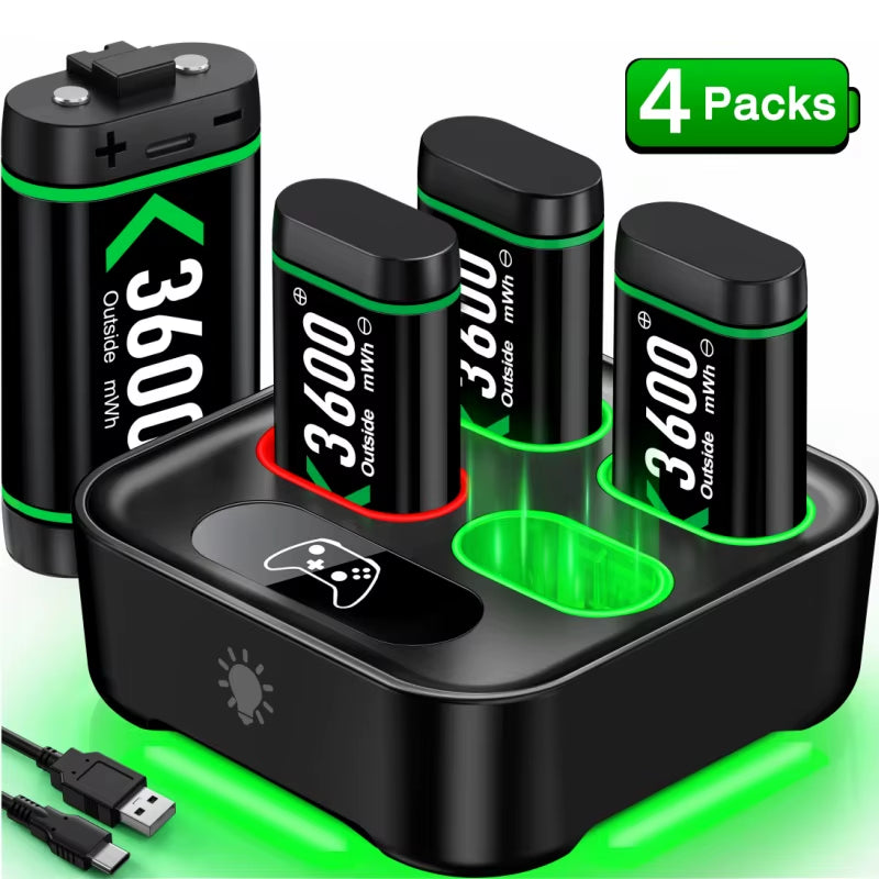 Rechargeable Battery for Xbox One Controller 4 X 3600Mwh Battery for Xbox One/Xbox Series X/S Charging Accessories 