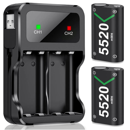 Rechargeable Battery Pack for Xbox One/Xbox Series X|S,2X5520Mwh Controller Battery Pack Compatible with Xbox One S, Xbox One X, Xbox One Elite Controller,Xbox Accessories